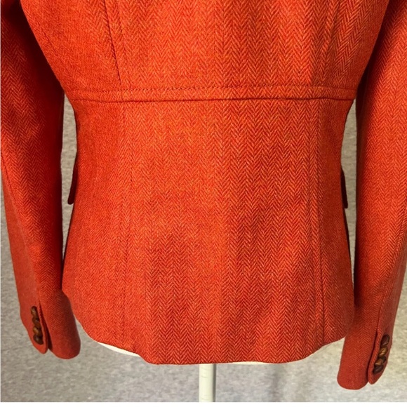 J Crew Blazer WSize 8 Orange 100 %wool Herringbone Bella Jacket Academia vintage - Picture 4 of 10